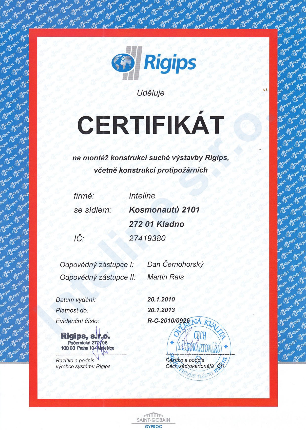 Certifikát Rigips